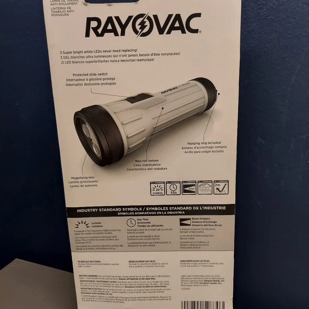 Rayovac Workhorse Flashlight LED Lamp With Batteries 2 D Cell Battery Anti Roll